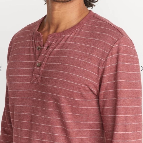 Marine Layer Double Knit Stripe Henley in Raisin Sz XL - Picture 2 of 11